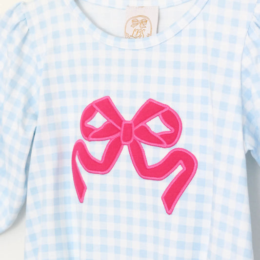 BLUE GINGHAM & HOT PINK BOW PLAY BUBBLE