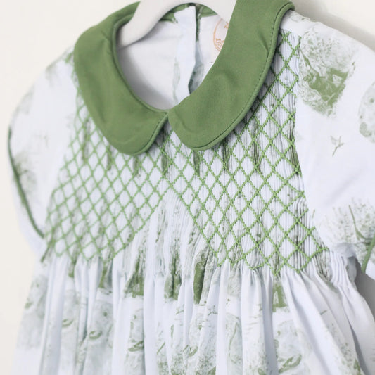 HUNTING TOILE SMOCKED BUBBLE