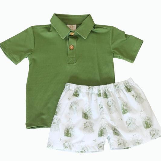 HUNTING TOILE POLO SHORT SET