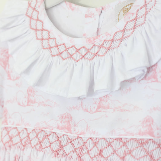 PINK TOILE SMOCKED BUBBLE