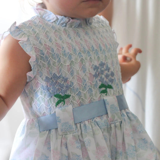 SMOCKED HYDRANGEA RIBBON DRESS