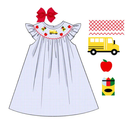 SMOCKED BACK TO SCHOOL BISHOP DRESS