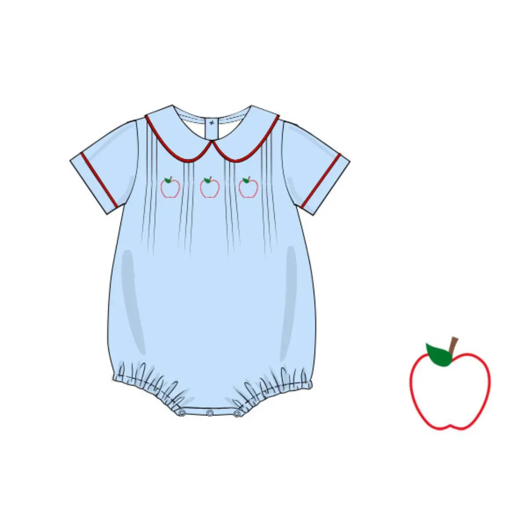 BOYS EMBROIDERED APPLES PLEATED BUBBLE