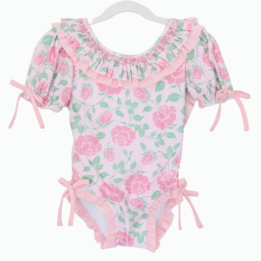 RILEY ROSES SMOCKED 1PC SWIM