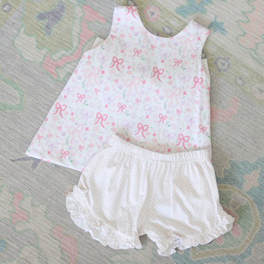 MASON FLORAL BOW BACK SHORT SET