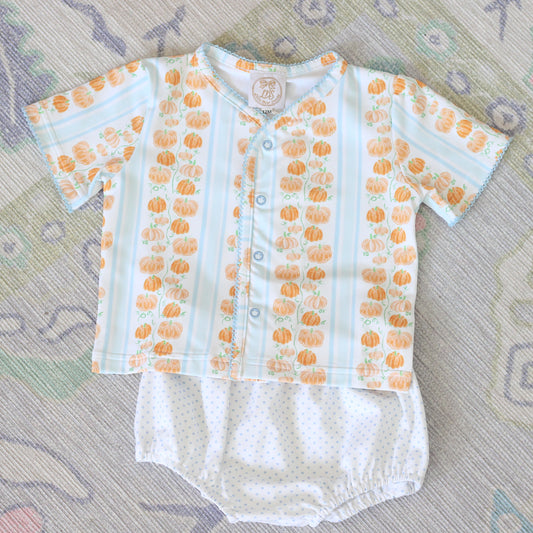 BOYS BLUE WATERCOLOR PUMPKINS DIAPER SET