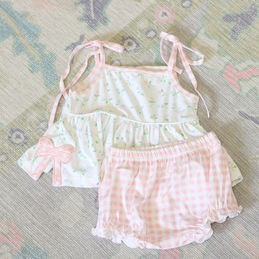 MONROE FLORAL BOW SIDES DIAPER SET