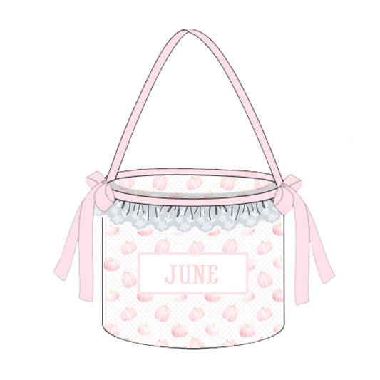 PINK PUMPKINS NAME SMOCKED TREAT BUCKET
