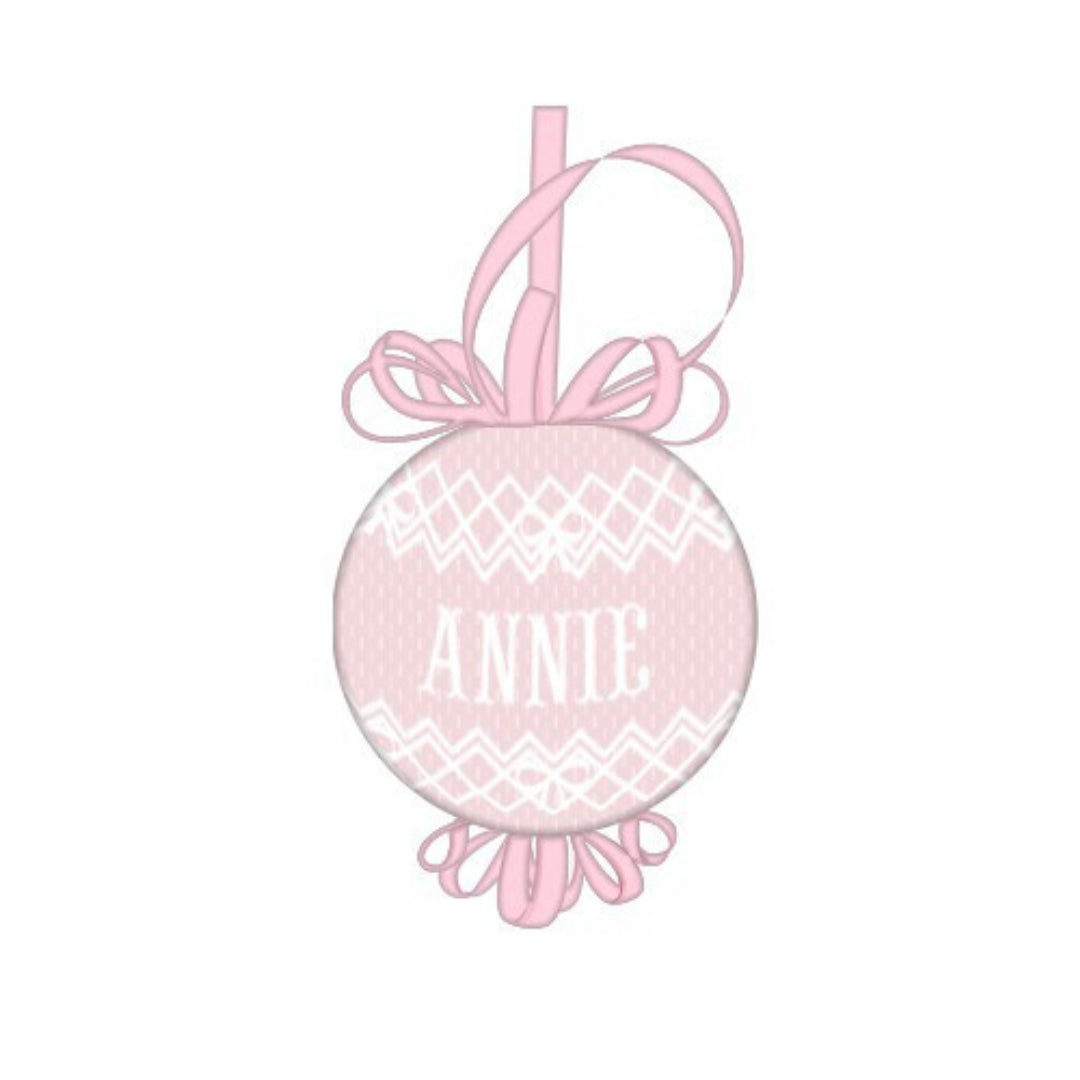 Pink Name Smocked Ornament