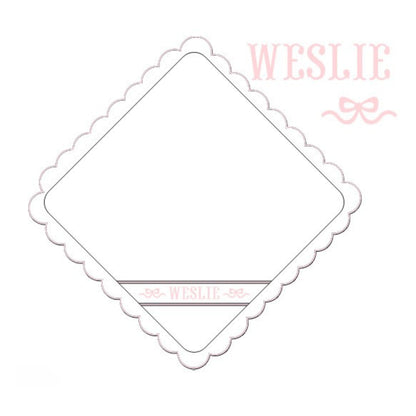 Pink Bows Scalloped Name Smock Blanket