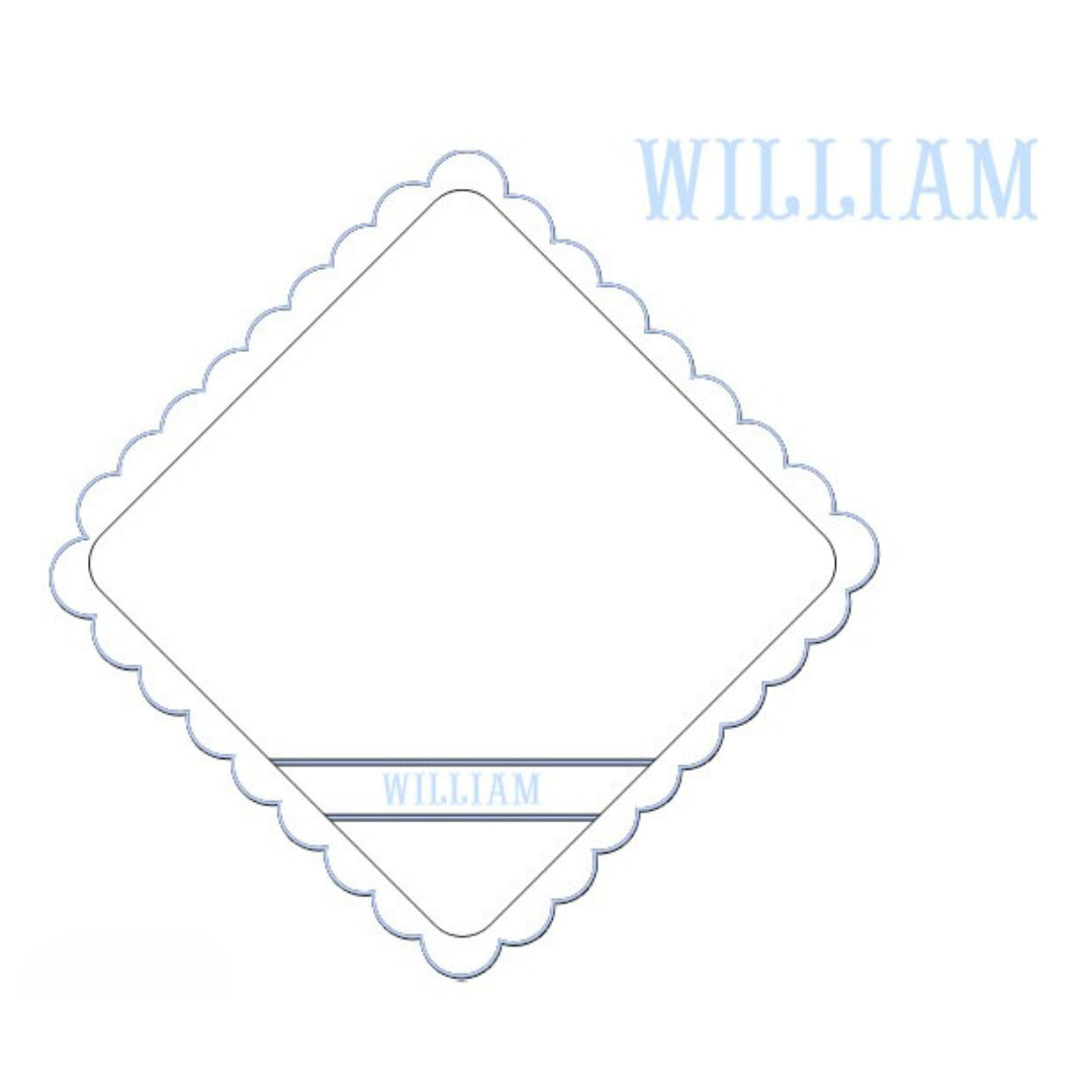 Blue Scalloped Name Smock Blanket