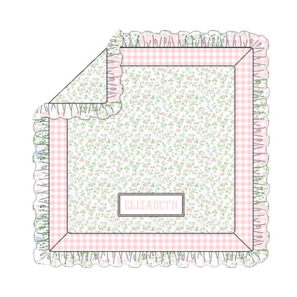 Betsy Floral Ruffled Name Smock Toddler Blanket