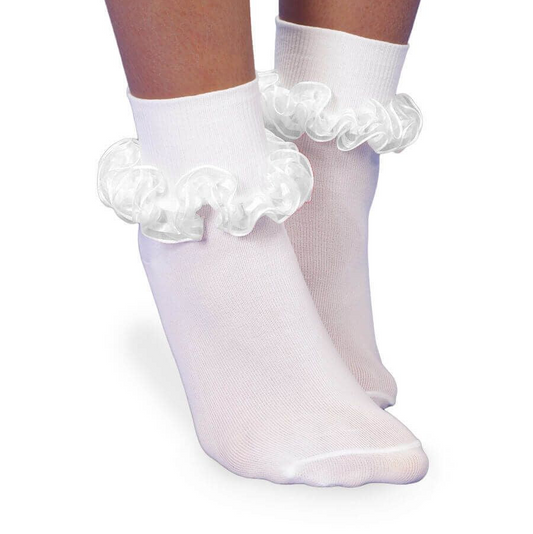 JEFERIES SHEER RIBBON TUTU LACE TURN CUFF SOCKS