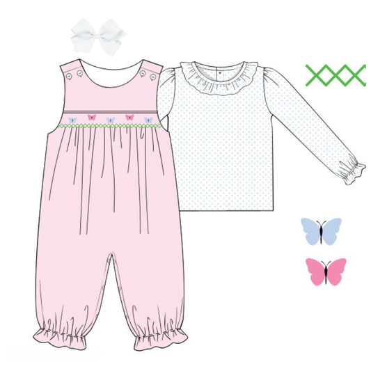 SMOCKED BUTTERFLIES ROMPER & TOP