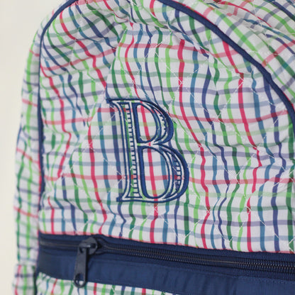 Primary Plaid Quilted Backpack