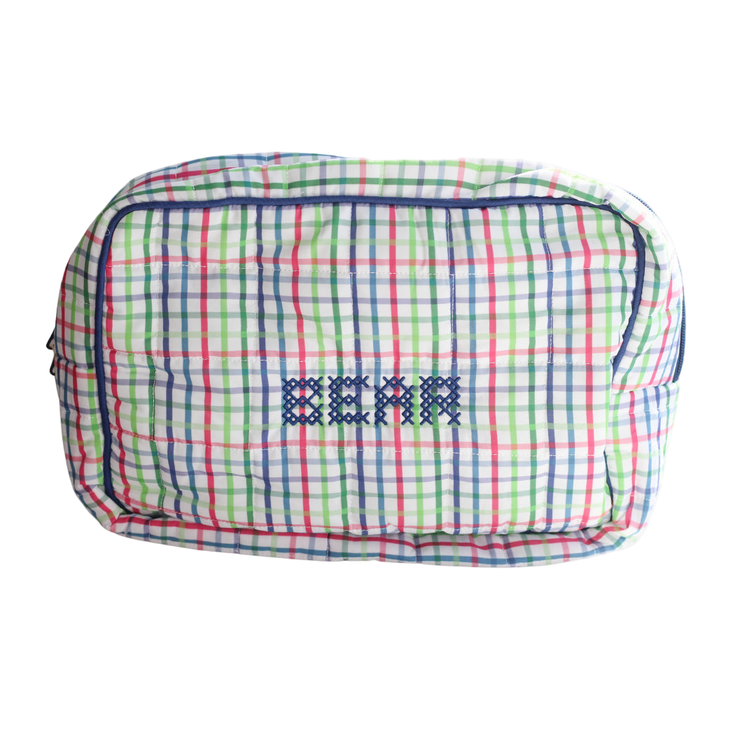 Primary Plaid Large Zippered Pouch