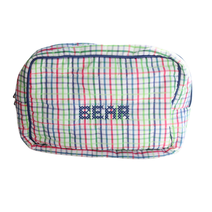 Primary Plaid Large Zippered Pouch