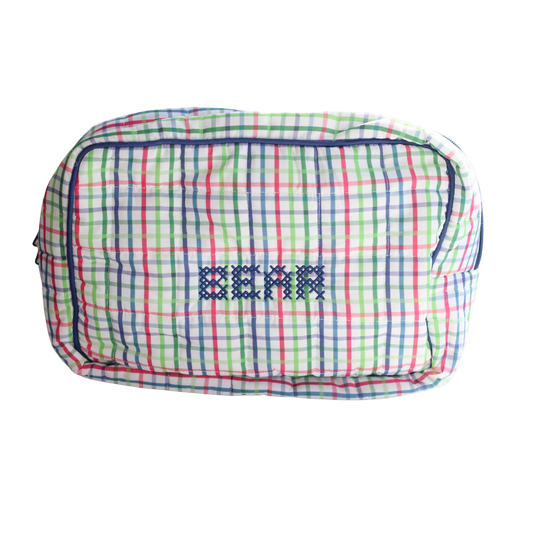 Primary Plaid Large Zippered Pouch