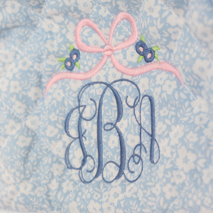 BLUE FLORAL QUILTED BACKPACK