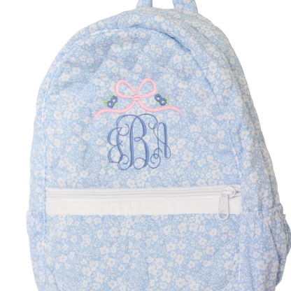 BLUE FLORAL QUILTED BACKPACK