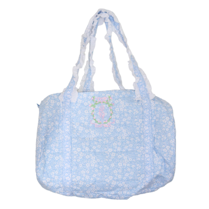 BLUE FLORAL QUILTED DUFFEL