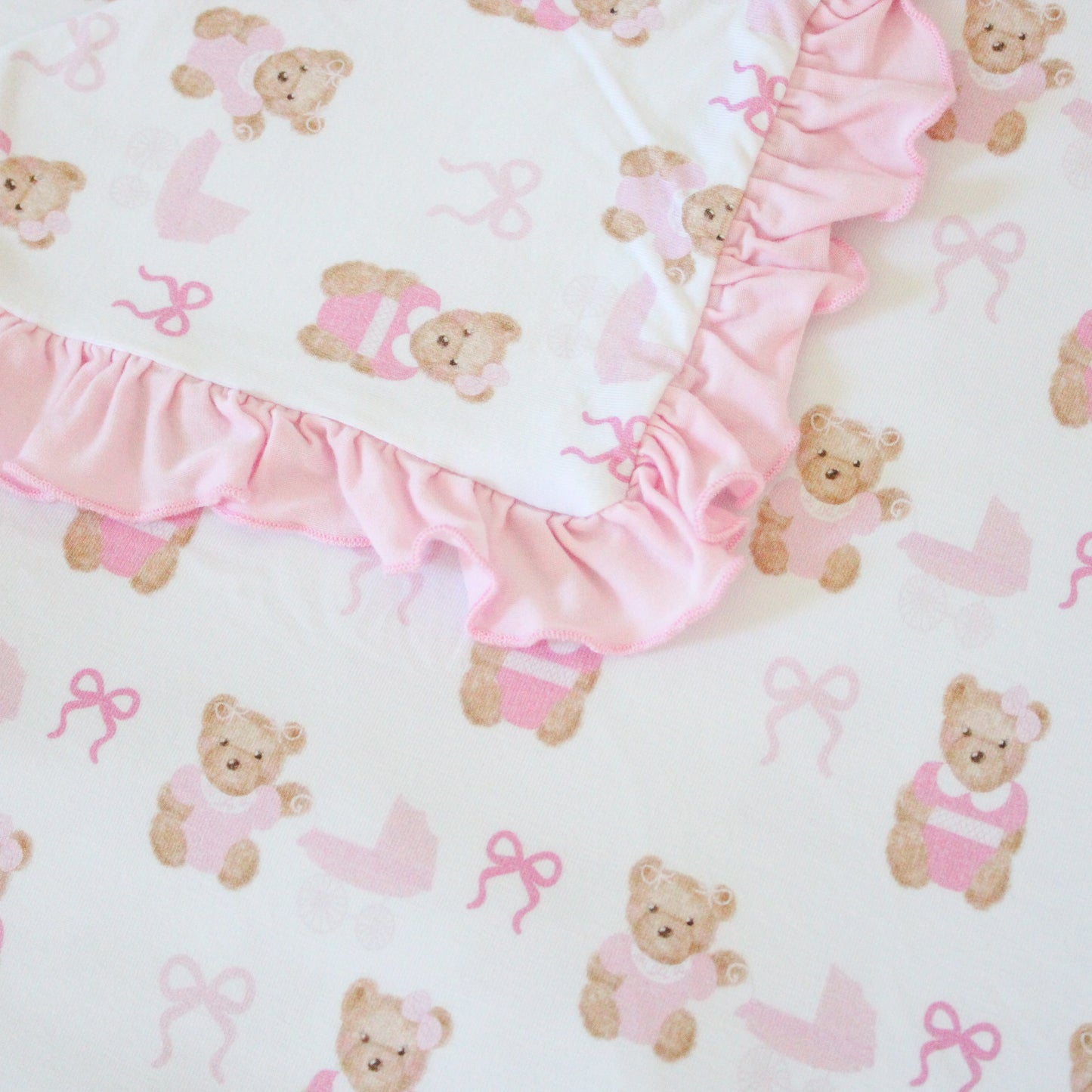 Pink Bears & Bows Bamboo Blanket