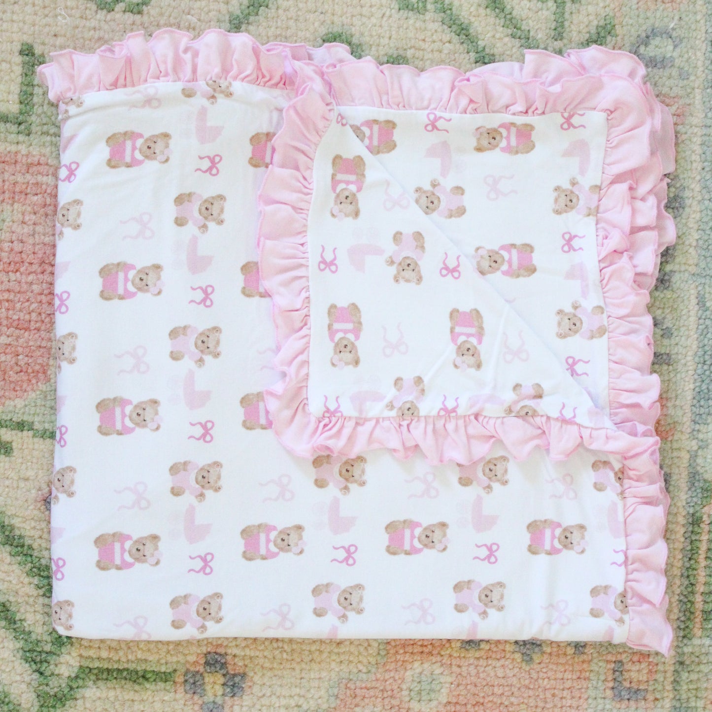 Pink Bears & Bows Bamboo Blanket