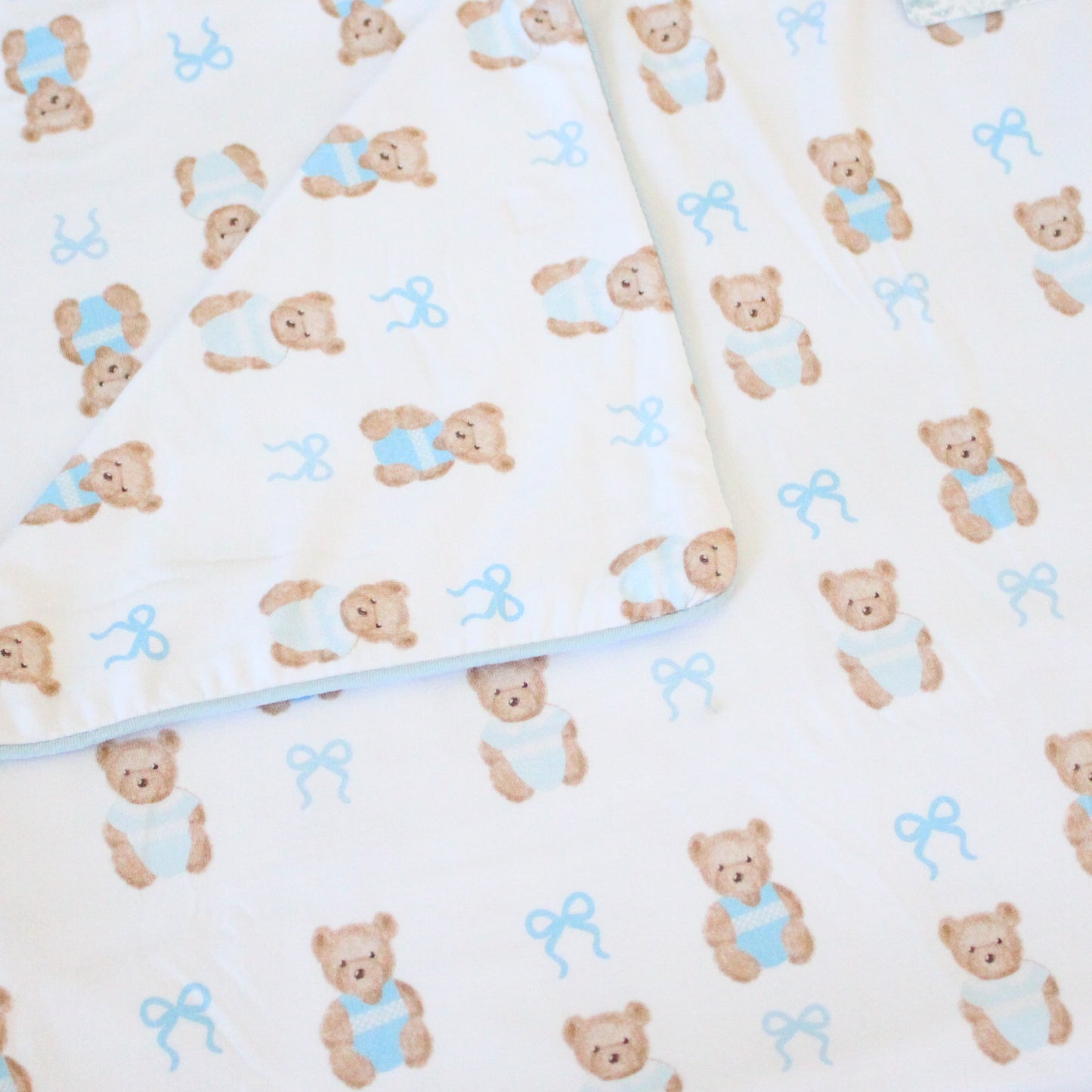 Blue Bears & Bows Bamboo Blanket