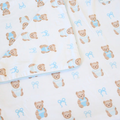 Blue Bears & Bows Bamboo Blanket