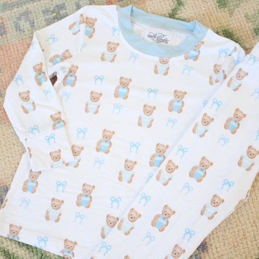 BLUE BEARS & BOWS 2 PC BAMBOO LOUNGEWEAR