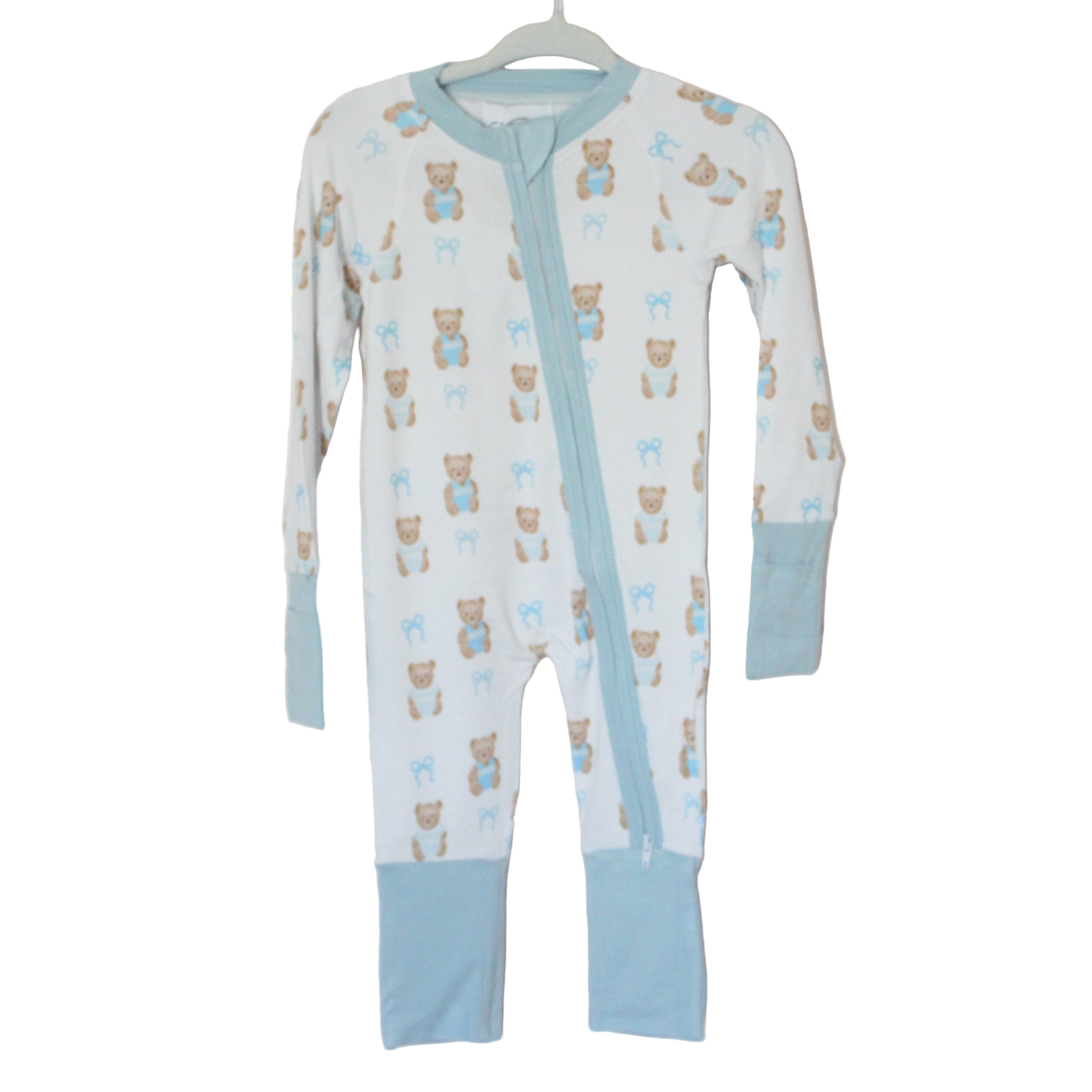 Blue Bears & Bows Bamboo Zip Up Loungewear