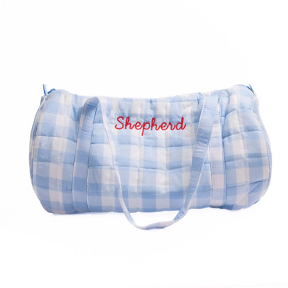 Blue Gingham Quilted Duffel