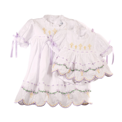 Lavender Swiss Dot Cross Diaper Set