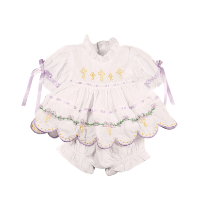 Lavender Swiss Dot Cross Diaper Set