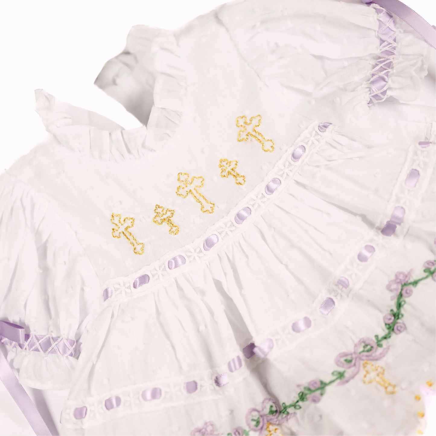 Lavender Swiss Dot Cross Diaper Set