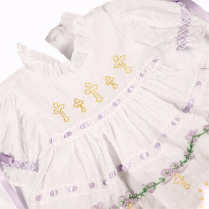 Lavender Swiss Dot Cross Diaper Set