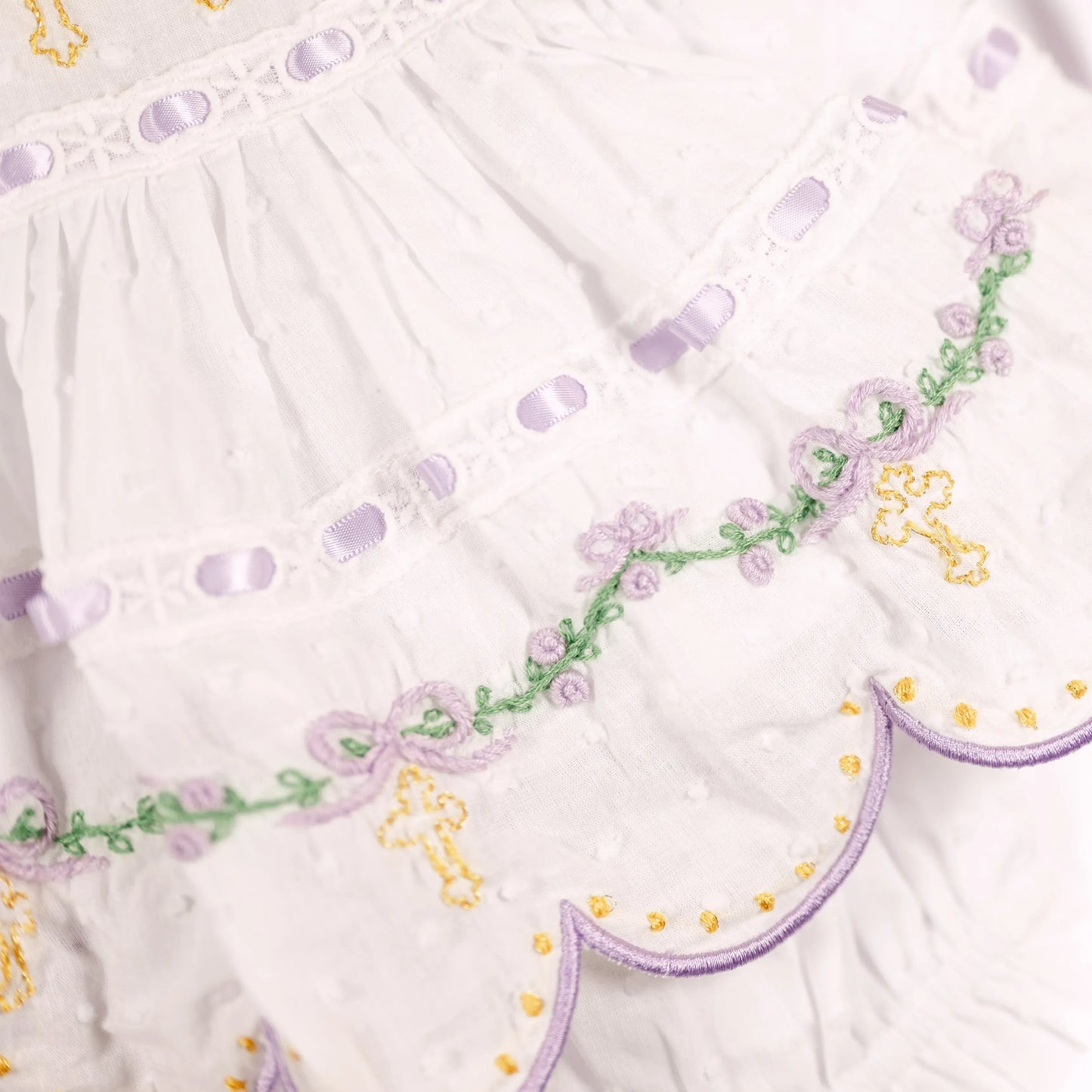Lavender Swiss Dot Cross Diaper Set