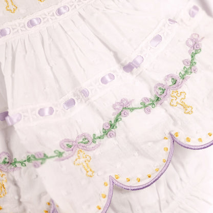 Lavender Swiss Dot Cross Diaper Set