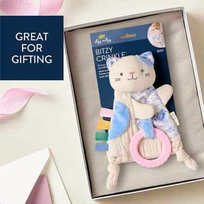 Bitzy Crinkle™ Sensory Kitty Crinkle Toy with Teether