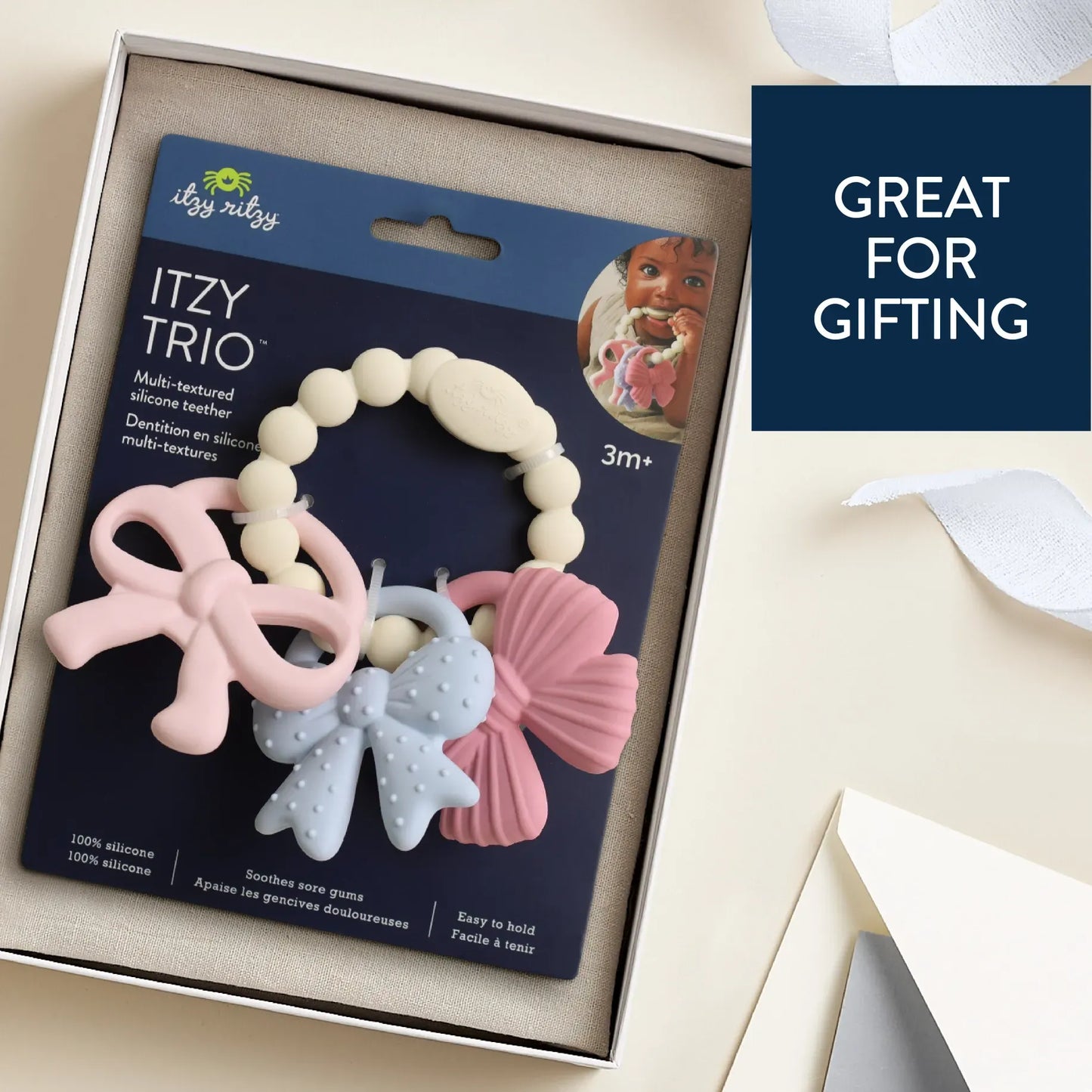 Itzy Trio™ Silicone Teether Bows