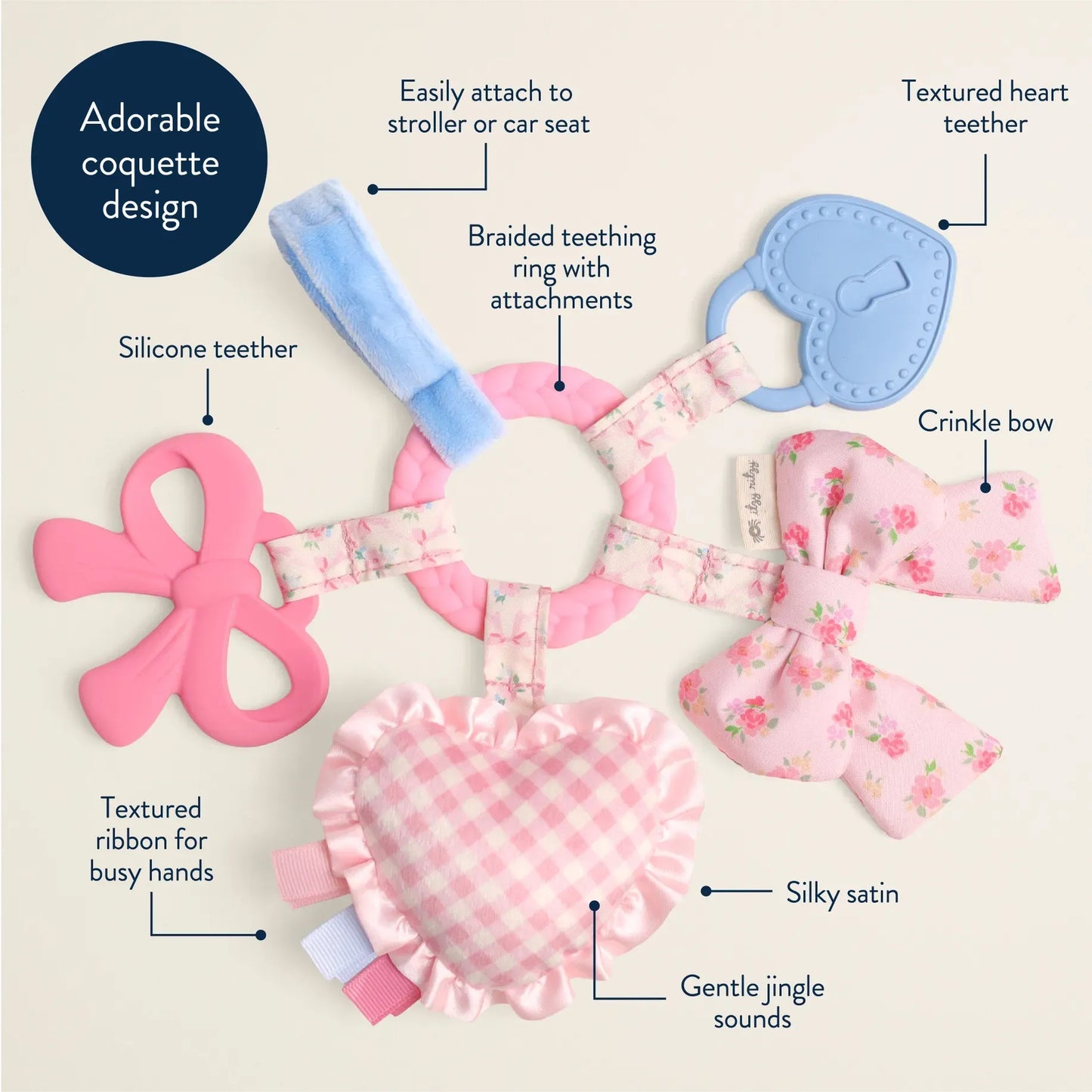 Bitzy Busy Ring™ Teething Activity Toy- Bow
