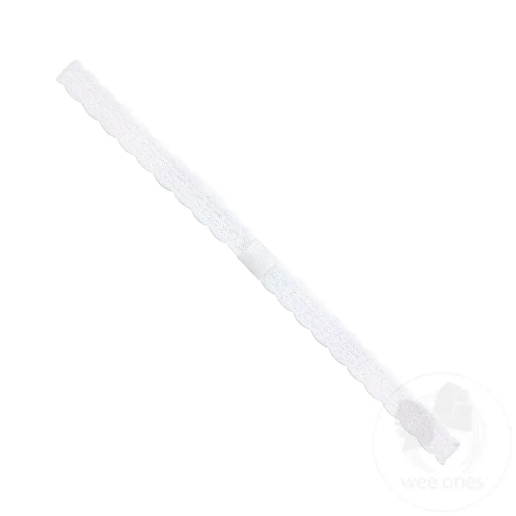 Wee Ones Add-a-Bow Narrow White Lace Girls Baby Band