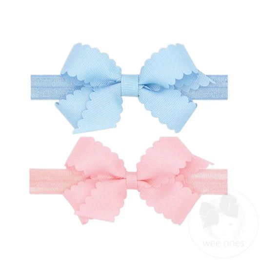 Wee Ones Two Mini Scallop Bows With Bands