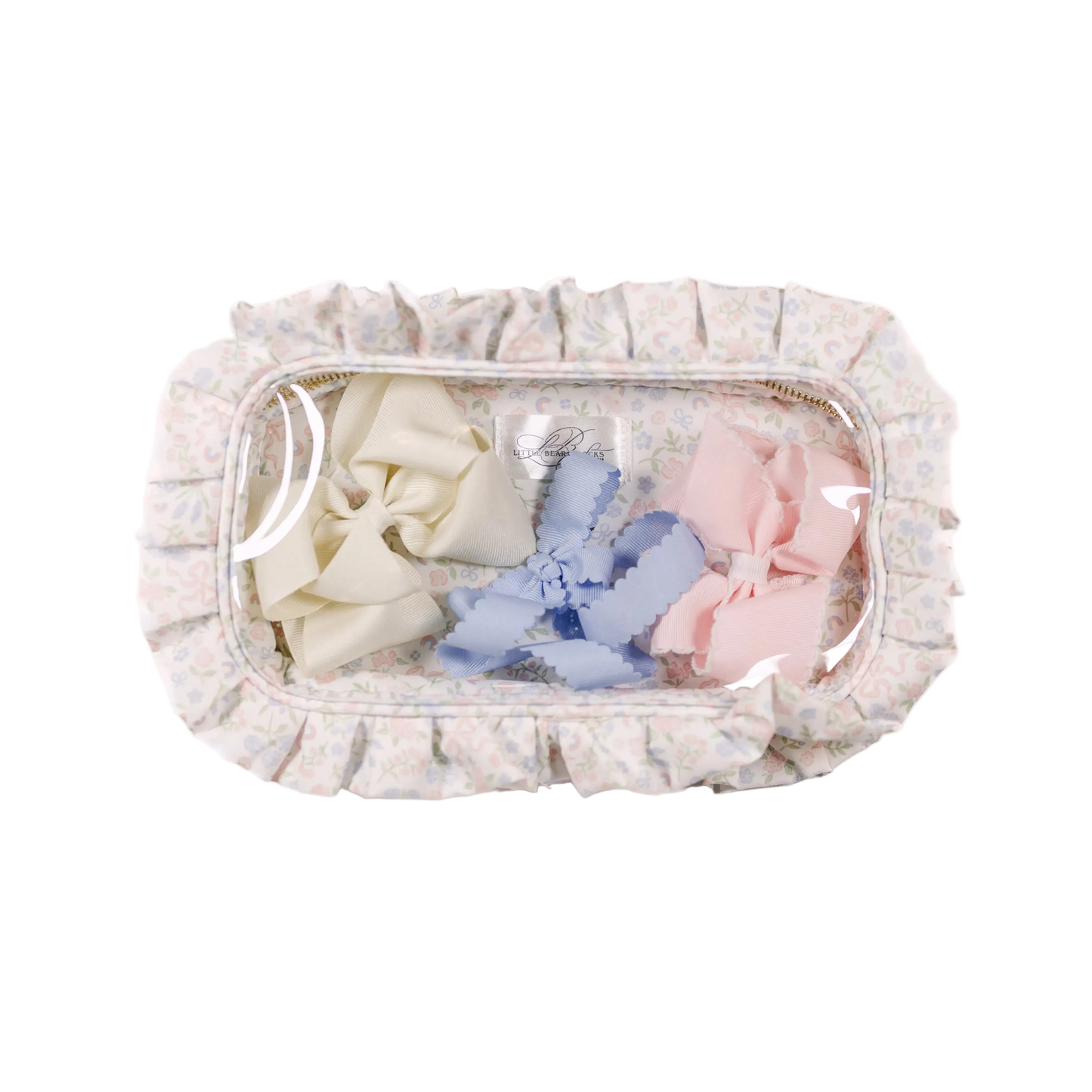 Pastel Floral & Bows Clear Zippered Pouch