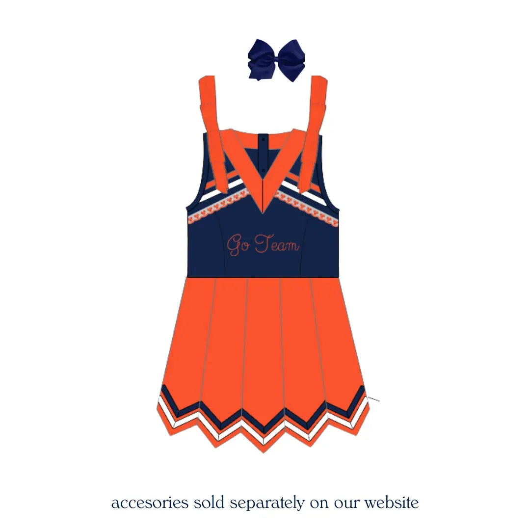 Navy & Orange Cheer Dress (built in shorts)
