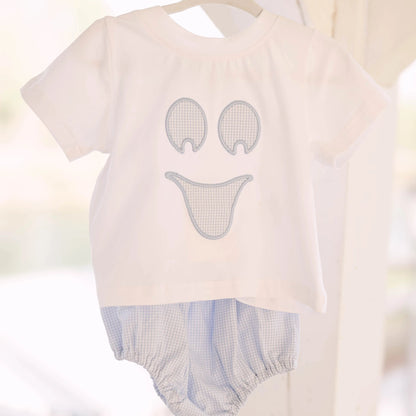 Blue Gingham Ghost Diaper Set