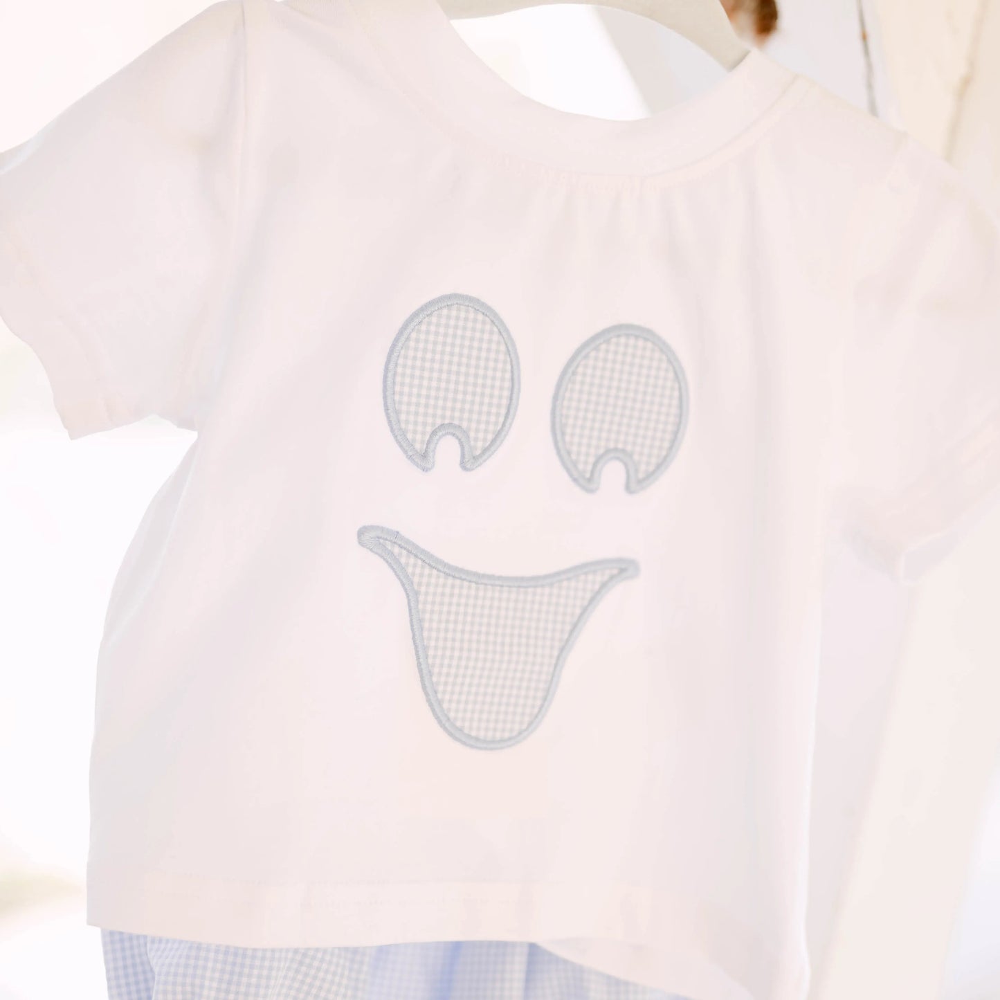 Blue Gingham Ghost Diaper Set