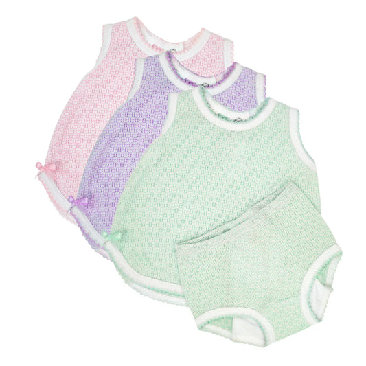 Paty Knit Solid Color Diaper Set