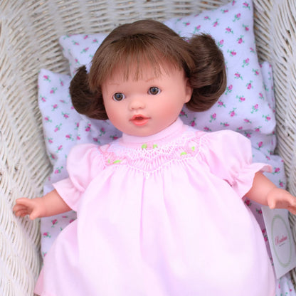Rosalina Bella Brown Eye 10" Doll w/Pink Roselle Smocked Doll Dress