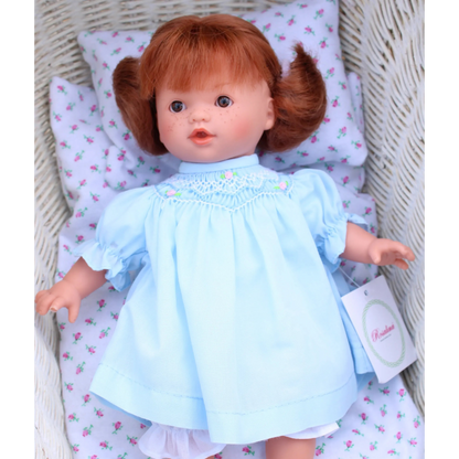 Rosalina Holly Brown Eye 10" Doll w/Blue Roselle Smocked Doll Dress